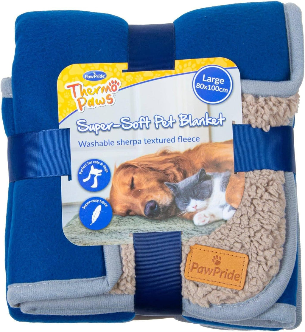 Dog Blanket – Super Soft Dog Blankets Large Washable - Fluffy Pet Blankets for Dogs Sherpa Textured Puppy Blanket – Large Size 80Cm X 100Cm (Blue)
