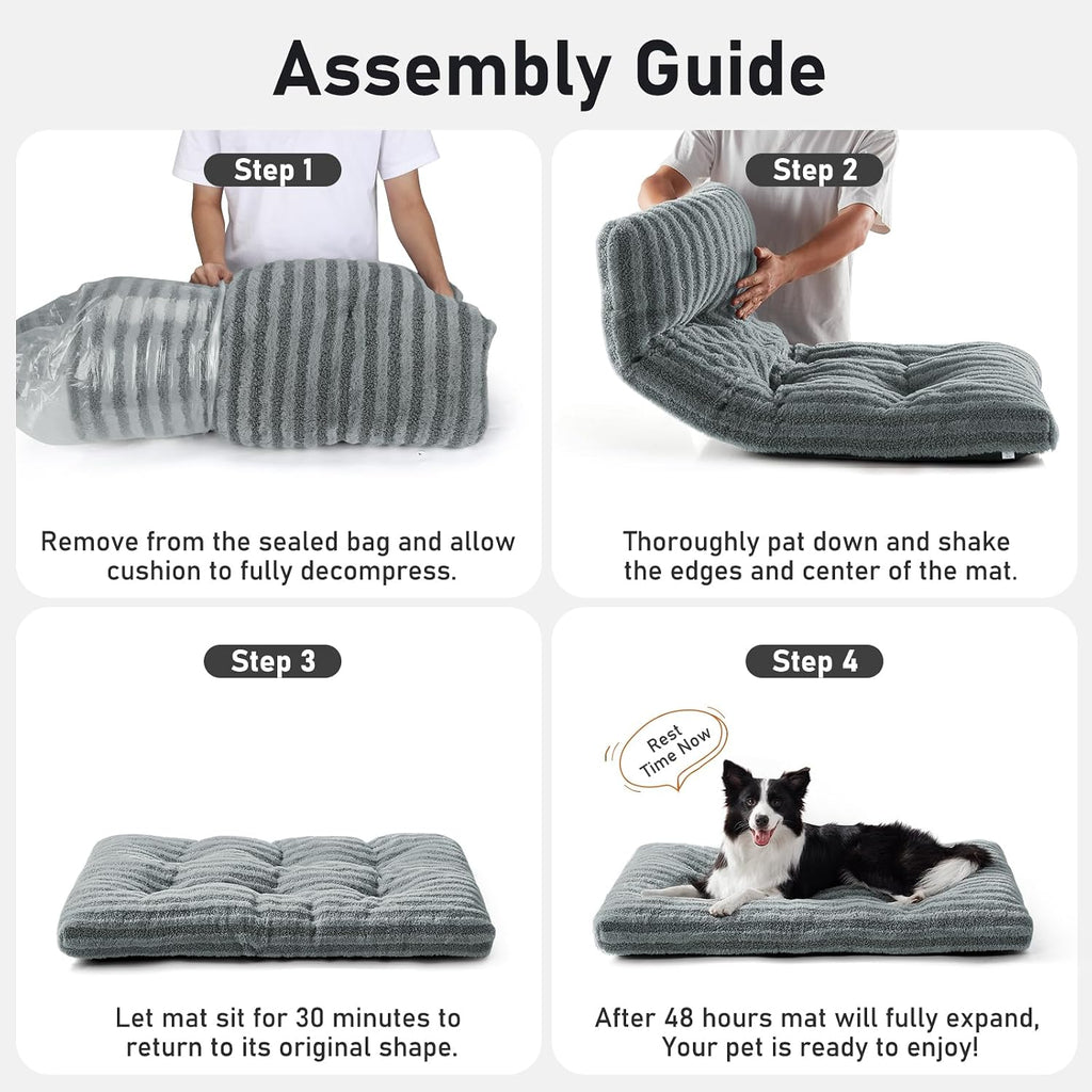 Large Dog Bed Washable - Fluffy Plush Fur Dog Mattress, Anti-Slip Dog Beds for Dog Crate, Calming anti Anxiety Dog Mat, 102 × 69 × 9 Cm, Brown