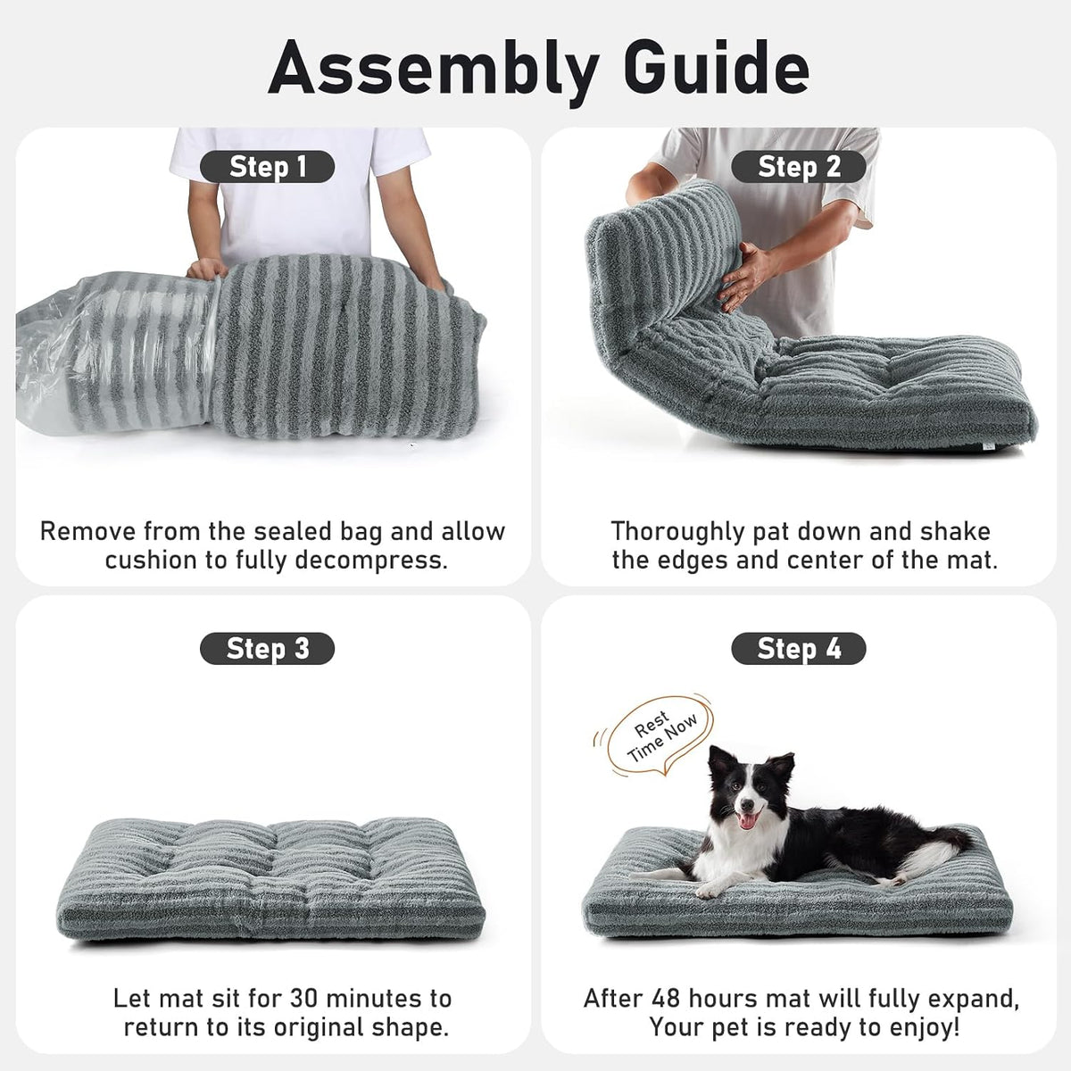 Large Dog Bed Washable - Fluffy Plush Fur Dog Mattress, Anti-Slip Dog Beds for Dog Crate, Calming anti Anxiety Dog Mat, 102 × 69 × 9 Cm, Brown