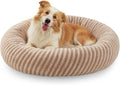 Donut Dog Bed Large-Round Dog Cat Bed with Waterproof Cover, Plush Doughnut Dog Bed with 20CM High Side for 40Lbs Golden Retriever, 76X76X20Cm（Brown）
