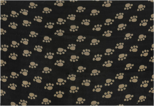 Archie'S Fleece Comforter Paw Print Blanket for Dog, Black
