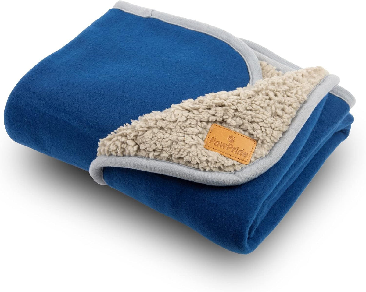 Dog Blanket – Super Soft Dog Blankets Large Washable - Fluffy Pet Blankets for Dogs Sherpa Textured Puppy Blanket – Large Size 80Cm X 100Cm (Blue)