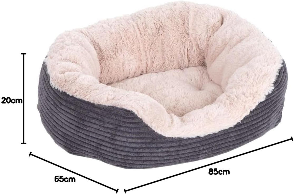 Large Dog Bed, Machine Washable, Super Soft and Cosy Plush Dog Bed, Grey and Cream, 81 X 63 X 18 Cm (Approximately 32 X 25 X 7 Inch), Large