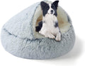Large Dog Bed 80CM, Hood with Supports—Fluffy Calming Pet Bed Suitable for Pets under 20Kg with Machine Washable, Luxury Super Soft Pet Cave Bed Washable