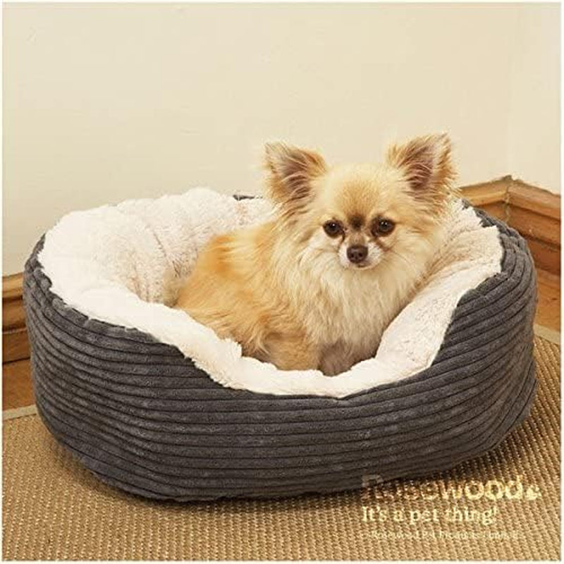 Large Dog Bed, Machine Washable, Super Soft and Cosy Plush Dog Bed, Grey and Cream, 81 X 63 X 18 Cm (Approximately 32 X 25 X 7 Inch), Large