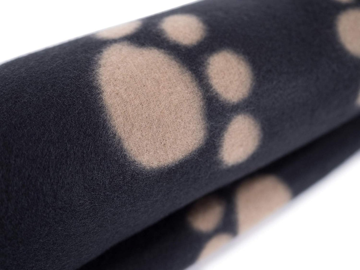 Archie'S Fleece Comforter Paw Print Blanket for Dog, Black