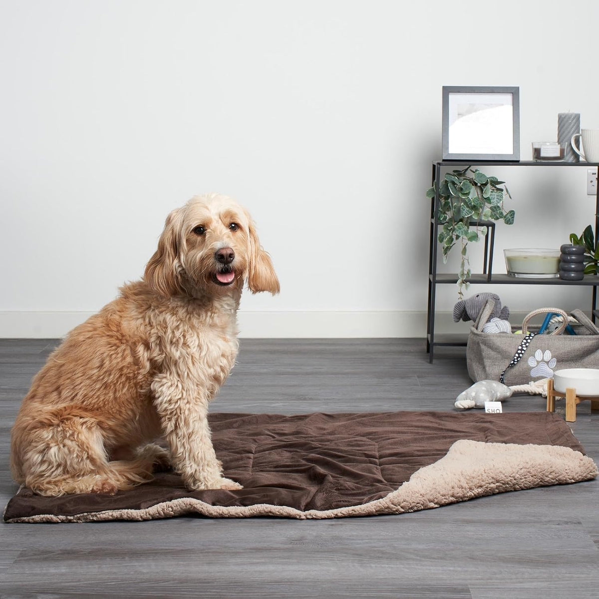 Sherpa Pet Dog Blanket, Soft Fluffy Warm & Comfy Quilted Dog Blanket Washable Lightweight Animal Cat Kitten Kennel Mat Warm Throw over Plush Fleece, Brown - 100 X 150Cm