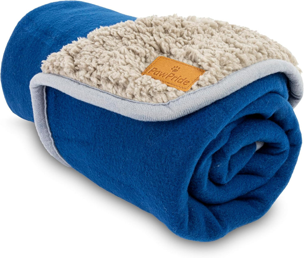 Dog Blanket – Super Soft Dog Blankets Large Washable - Fluffy Pet Blankets for Dogs Sherpa Textured Puppy Blanket – Large Size 80Cm X 100Cm (Blue)