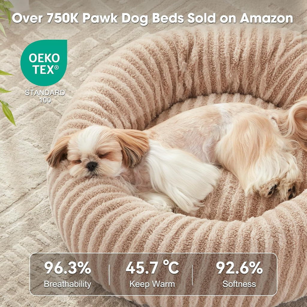 Donut Dog Bed Large-Round Dog Cat Bed with Waterproof Cover, Plush Doughnut Dog Bed with 20CM High Side for 40Lbs Golden Retriever, 76X76X20Cm（Brown）